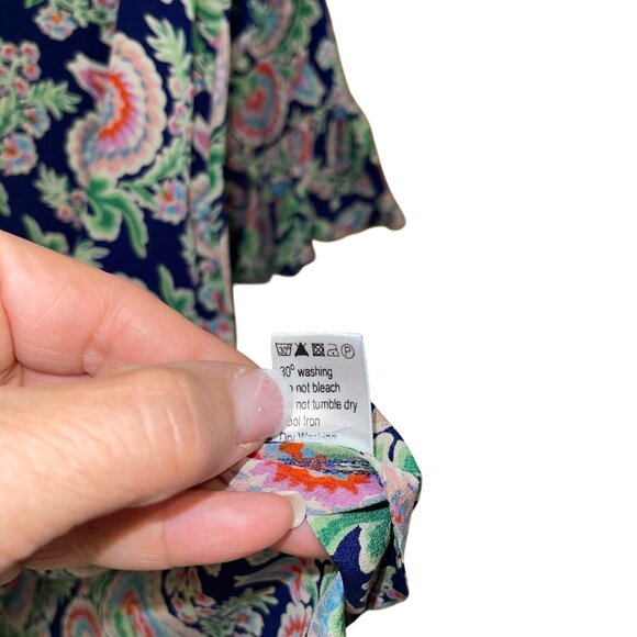 Banjanan Womens Dress Size Medium Multicolor Pintuck Ruffle Trim Mini Pure Silk - Picture 5 of 16